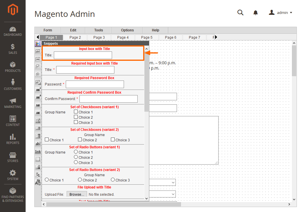 screenshot of Magento 2 Form Builder